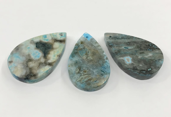 CGP3560 30*50mm - 35*55mm flat teardrop ocean agate slab pendants