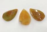 CGP3563 35*55mm faceted flat teardrop agate pendants wholesale