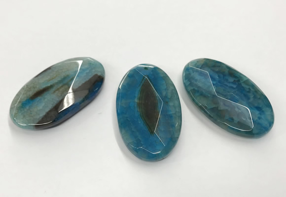 CGP3570 32*50mm faceted oval agate pendants wholesale