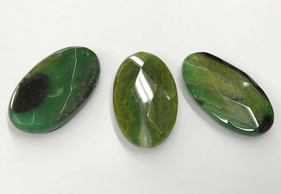 CGP3571 32*50mm faceted oval agate pendants wholesale