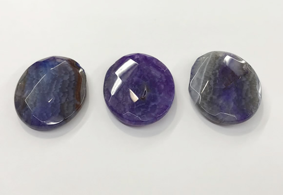 CGP3576 40*50mm faceted oval agate pendants wholesale