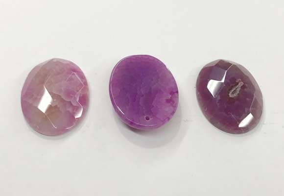 CGP3582 32*45mm faceted oval agate pendants wholesale