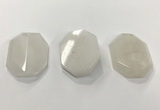 CGP3605 35*45mm faceted octagonal white jade pendants wholesale