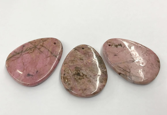 CGP3622 40*55mm - 42*52mm flat teardrop rhodochrosite gemstone pendants