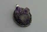 CGP365 30*40mm - 35*45mm freeform crystal glass & amethyst pendants