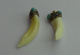 CGP387 10*55mm - 15*60mm horn wolf tooth & turquoise pendants