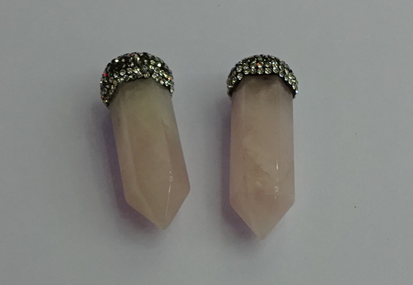 CGP411 12*45mm - 15*50mm sticks rose quartz pendants wholesale