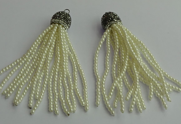 CGP418 3mm round handmade glass beaded tassel pendants wholesale