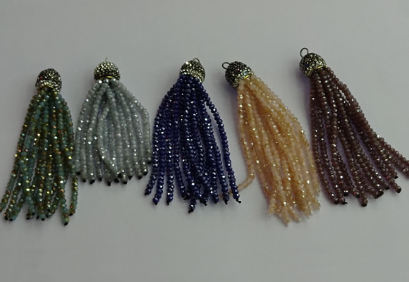 CGP430 2*3mm faceted rondelle handmade chinese crystal tassel pendants