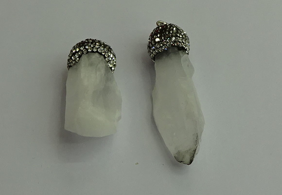 CGP487 15*35mm - 18*45mm nugget white crystal pendants wholesale