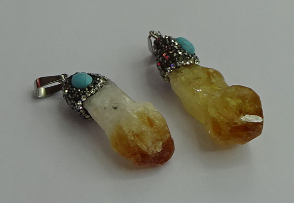 CGP502 15*35mm - 18*45mm nugget citrine pendants wholesale