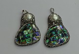 CGP612 35*55mm freeform abalone shell & shell pearl pendants