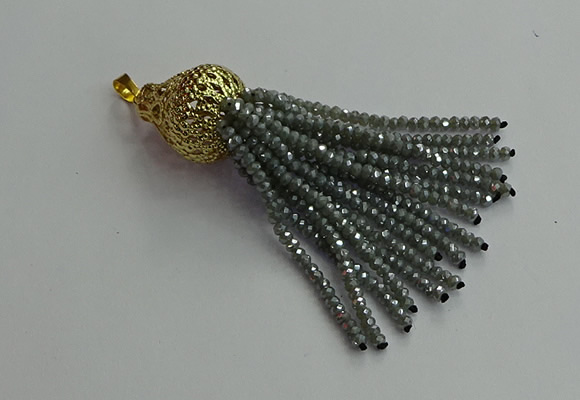 CGP675 2*3mm faceted rondelle handmade chinese crystal tassel pendants