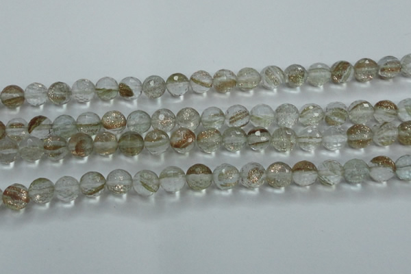 CGQ24 15.5 inches 8mm faceted round gold sand quartz beads