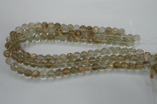 CGQ25 15.5 inches 10mm faceted round gold sand quartz beads