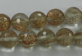 CGQ26 15.5 inches 12mm faceted round gold sand quartz beads