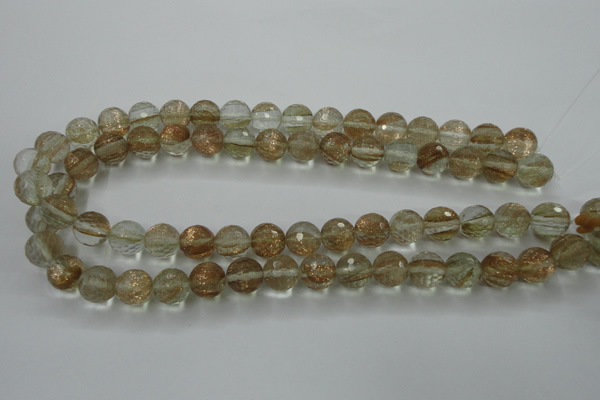 CGQ26 15.5 inches 12mm faceted round gold sand quartz beads