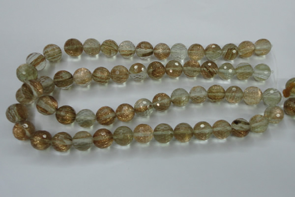 CGQ27 15.5 inches 14mm faceted round gold sand quartz beads