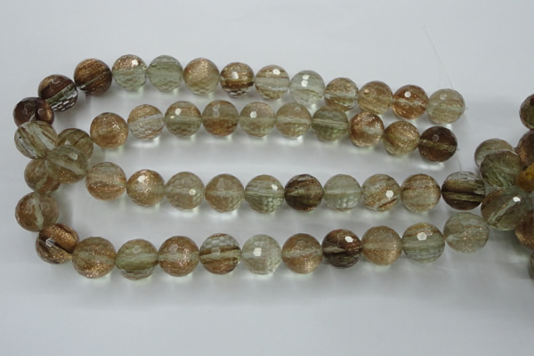 CGQ28 15.5 inches 16mm faceted round gold sand quartz beads