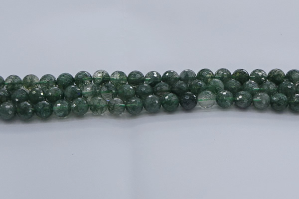 CGQ522 15.5 inches 8mm faceted round imitation green phantom quartz beads