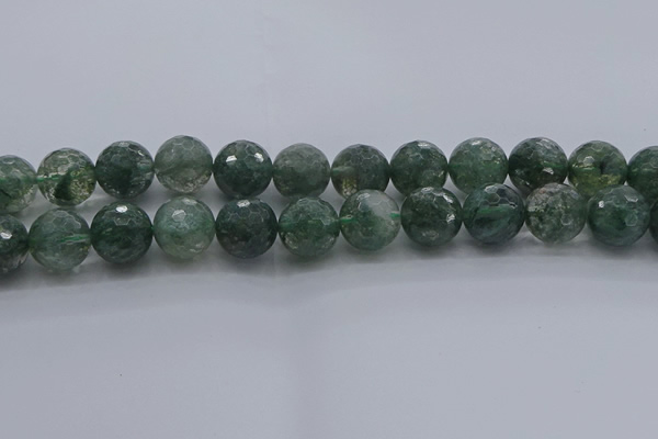 CGQ526 15.5 inches 16mm faceted round imitation green phantom quartz beads