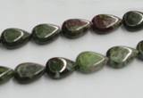 CGR08 16 inches 8*12mm flat teardrop green rain forest stone beads