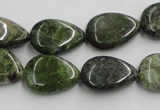 CGR09 16 inches 13*18mm flat teardrop green rain forest stone beads