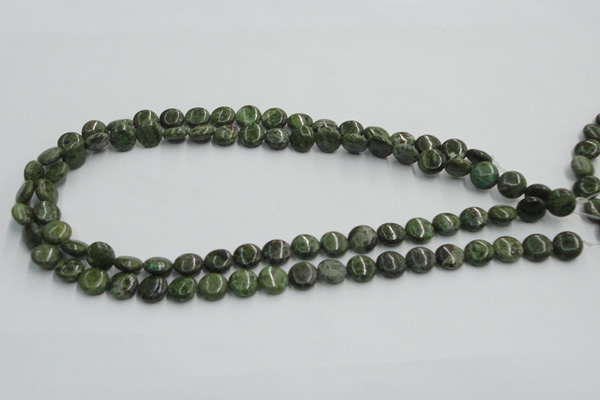 CGR15 16 inches 10mm flat round green rain forest stone beads wholesale