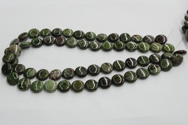 CGR16 16 inches 14mm flat round green rain forest stone beads wholesale