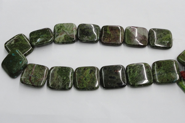 CGR20 16 inches 30*30mm square green rain forest stone beads wholesale