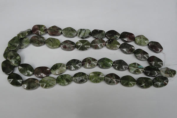 CGR22 15.5 inches 13*18mm wavy oval green rain forest stone beads