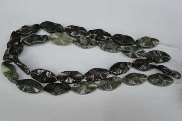 CGR23 15.5 inches 15*28mm wavy marquise green rain forest stone beads