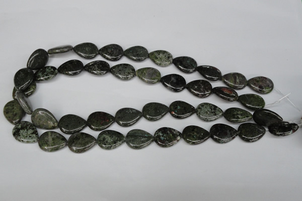 CGR24 15.5 inches 15*20mm flat teardrop green rain forest stone beads