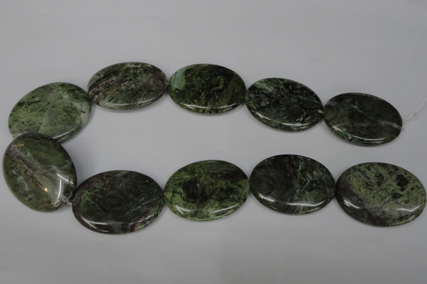 CGR29 15.5 inches 30*40mm oval green rain forest stone beads