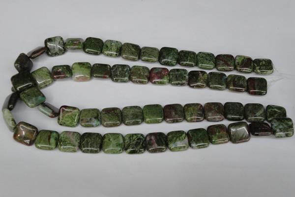 CGR33 15.5 inches 14*14mm square green rain forest stone beads