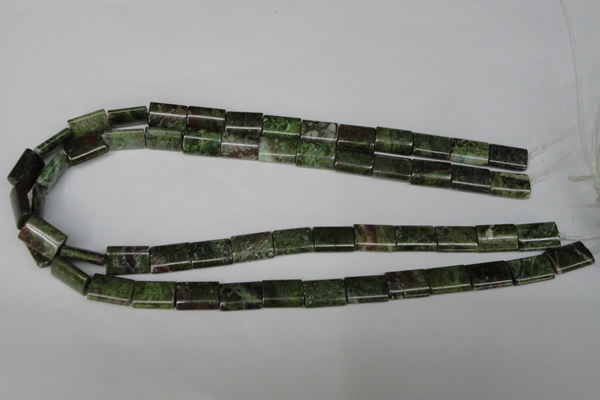 CGR35 15.5 inches 10*14mm flat tube green rain forest stone beads