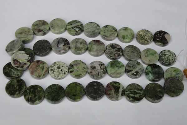 CGR38 15.5 inches 22mm coin green rain forest stone beads