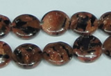 CGS208 15.5 inches 14mm flat round blue & brown goldstone beads wholesale