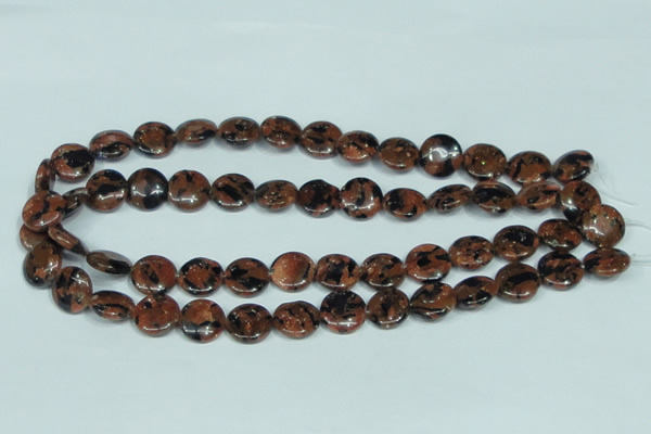 CGS208 15.5 inches 14mm flat round blue & brown goldstone beads wholesale