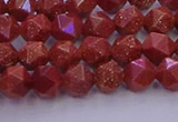 CGS451 15.5 inches 6mm faceted nuggets goldstone beads wholesale