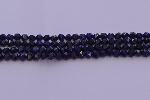 CGS456 15.5 inches 6mm faceted nuggets goldstone beads wholesale