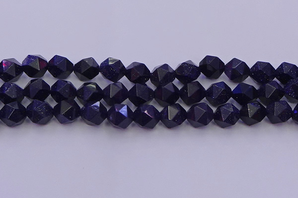 CGS459 15.5 inches 12mm faceted nuggets goldstone beads wholesale