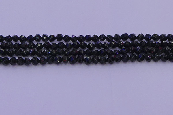 CGS461 15.5 inches 6mm faceted nuggets green goldstone beads