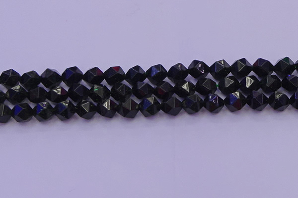 CGS463 15.5 inches 10mm faceted nuggets green goldstone beads