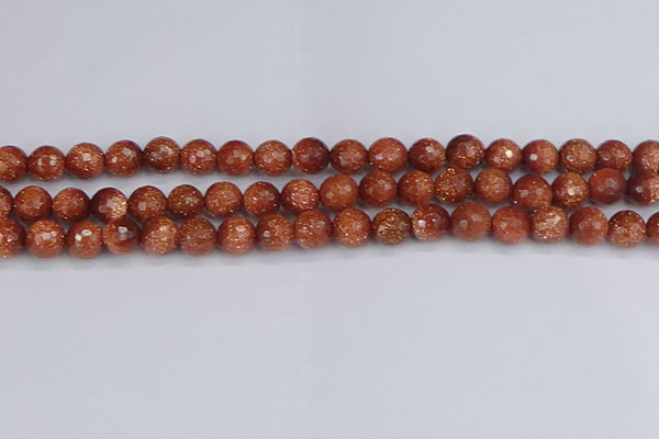 CGS472 15.5 inches 8mm faceted round goldstone beads wholesale