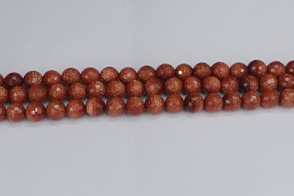 CGS473 15.5 inches 10mm faceted round goldstone beads wholesale