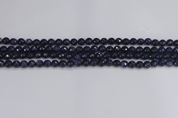 CGS478 15.5 inches 4mm faceted round blue goldstone beads