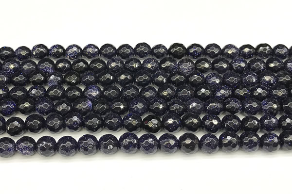 CGS495 15 inches 6mm faceted round blue goldstone beads