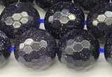 CGS496 15 inches 8mm faceted round blue goldstone beads