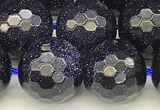 CGS497 15 inches 10mm faceted round blue goldstone beads